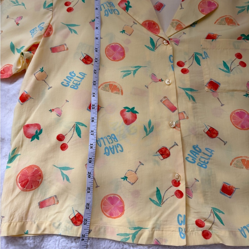 Sleep Chic 70% Rayon Yellow Fruit Cocktail Clao Bella Print Pajama Set-XL - Picture 9 of 13